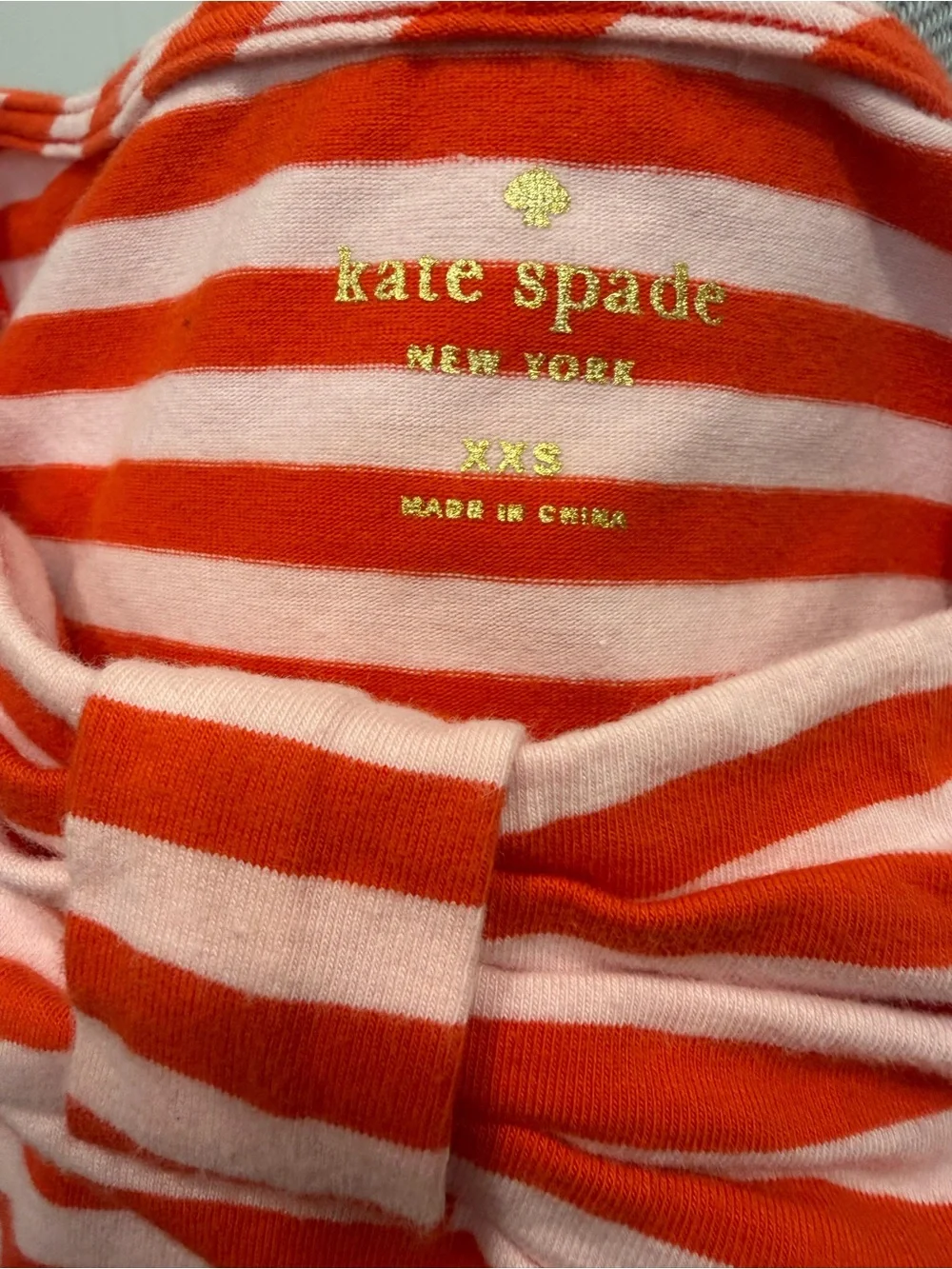 kate spade Orange and White Striped Boatneck Top with Bow Accent